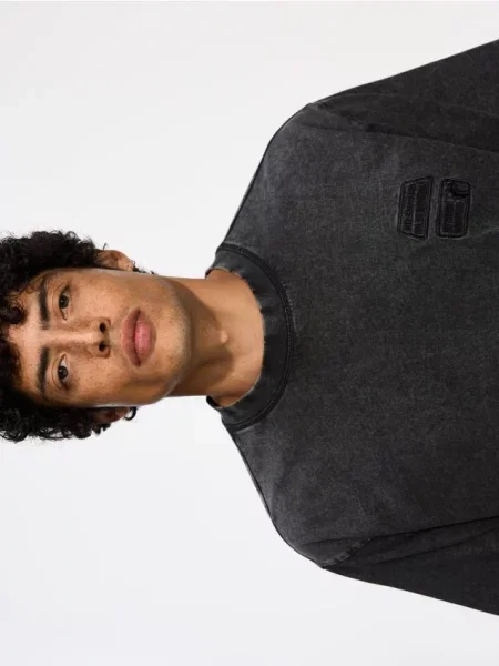 Reserved Tricou boxy cu efect prespălat negru