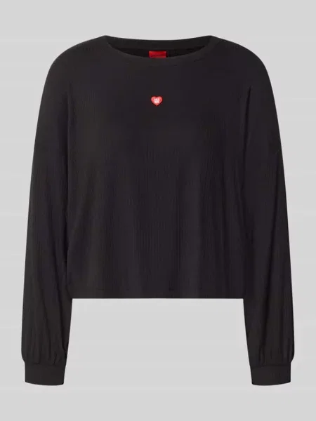 Bluza o kroju relaxed fit z mieszanki modalu model „HUGO HEART” czarna