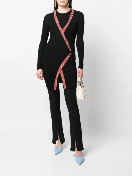 Zavinovací žebrovaný kardigan Jean Paul Gaultier Pre-owned černý