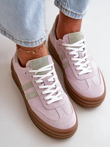 Sneakerși Kesi din piele de căprioară gri