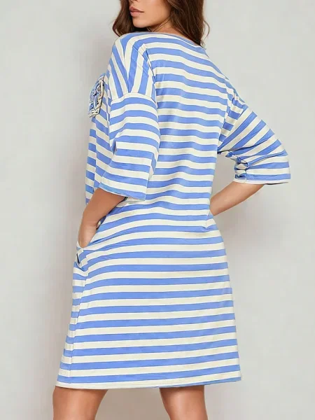 Rochie midi Resti cu dungi până la genunchi de costum albastru