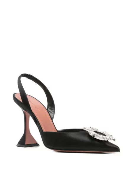 Papuci tip mules Amina Muaddi de cristal negru