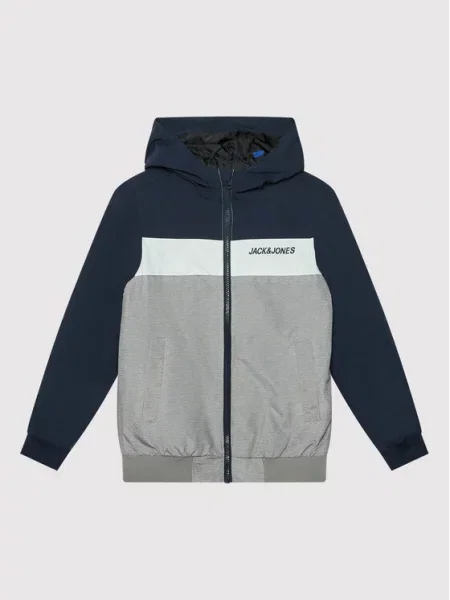Jack & Jones Junior Přechodná bunda Rush námořnická modř / čedičová šedá bílá