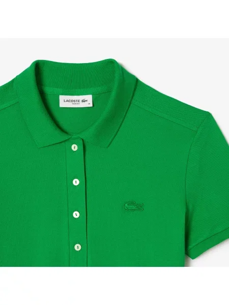 Lacoste Koszulka Polo Slim Fit Stretch Mini Piqué zielona