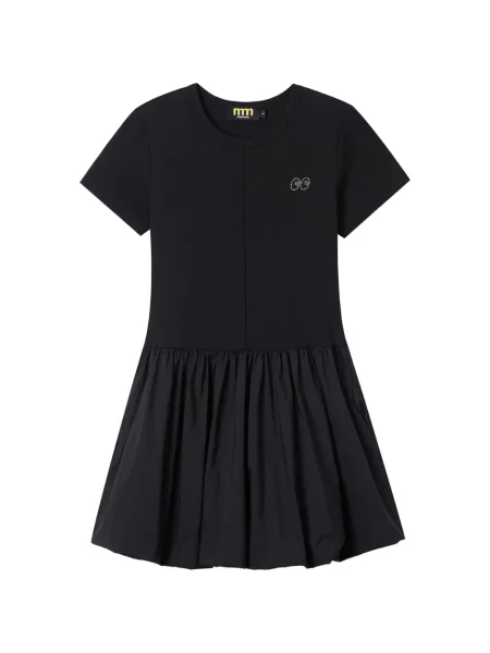 Mini rochie mini Mini Cream plisată de costum negru