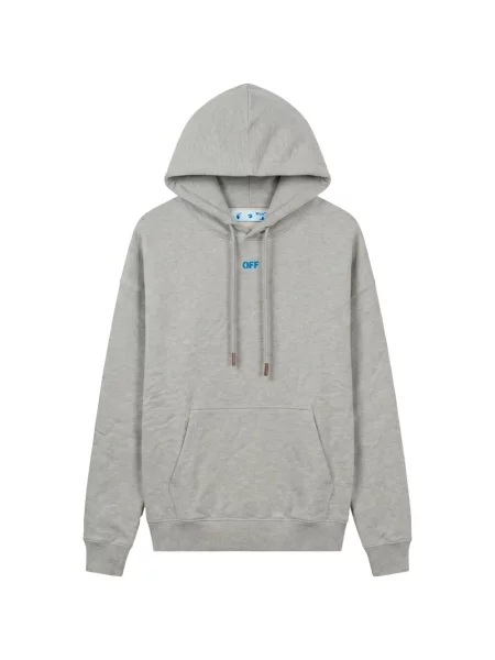 Hanorac cu glugă Off-white cu imagine alb