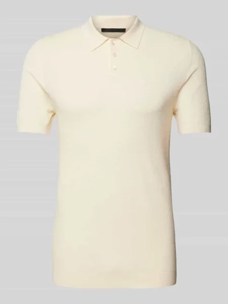 Koszulka polo o kroju slim fit z fakturowanym wzorem model ‘Triton’ Drykorn biała