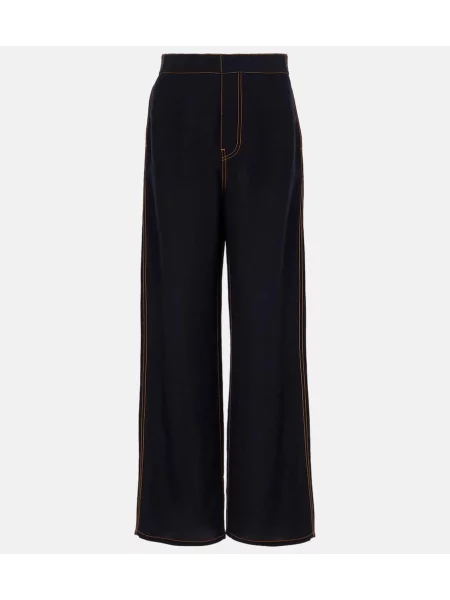 Spodnie Alaïa z wysoką talią niebieskie