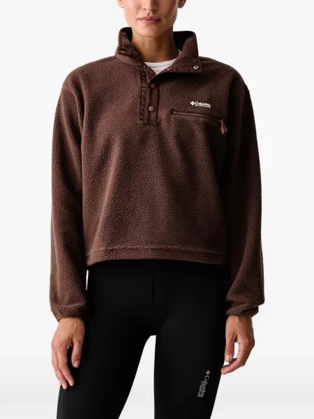 Pulover Columbia din fleece cu autograf maro