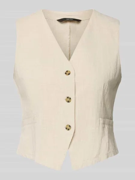 Kamizelka o kroju regular fit z mieszanki bawełny i lnu model CAIA' Vero Moda beżowa