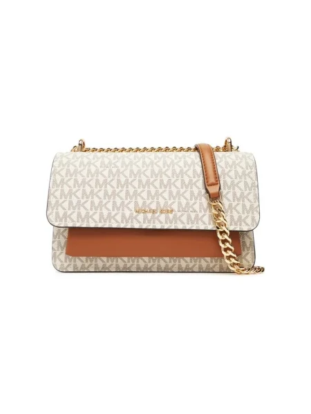 MICHAEL Michael Kors Taška cez rameno koňaková / sivobéžová / šedobiela béžová