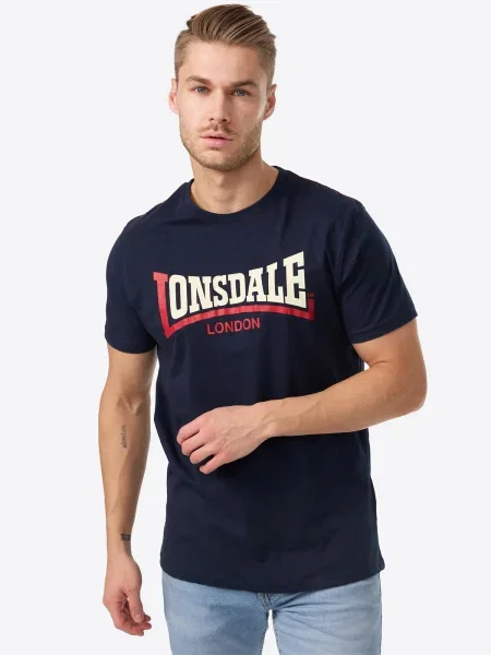 LONSDALE Tricou bleumarin / roșu alb