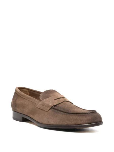 Pantofi loafer Doucal's din piele de căprioară maro