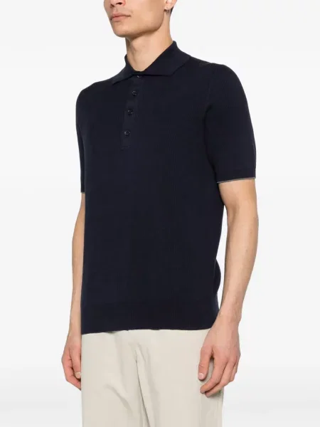 Polo Brunello Cucinelli cu nervuri albastru
