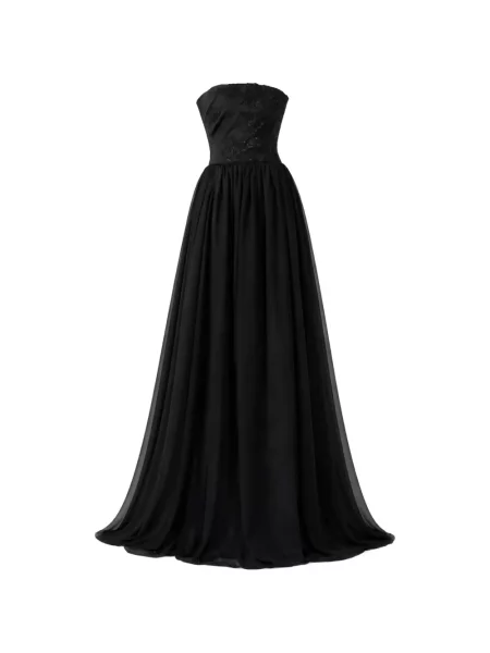 Rochie maxi Lethicia Bronstein cu model floral de costum negru