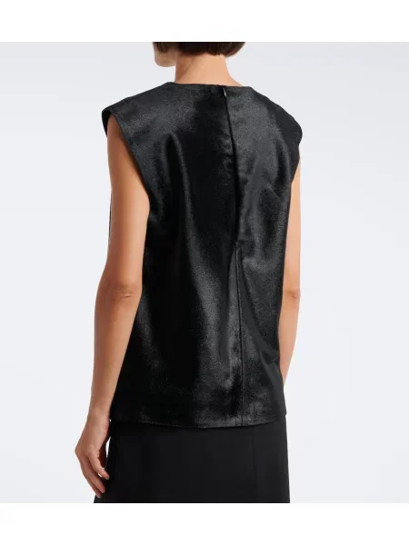 Top Loulou De Saison din piele negru