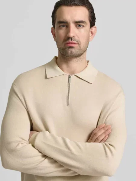 Sweter z dzianiny o kroju relaxed fit z dzianiny z mieszanki model ‘TELLER’ Selected Homme beżowy