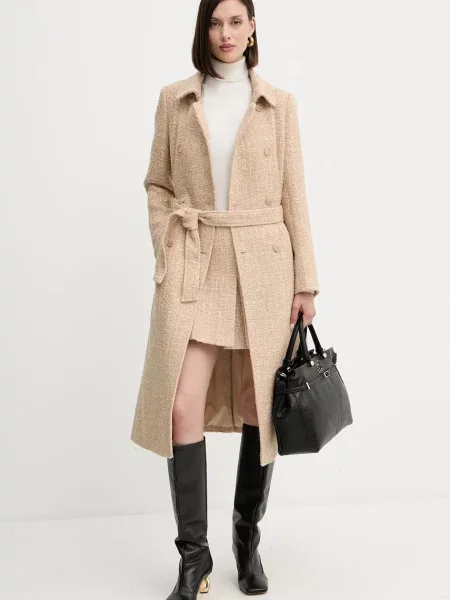 Twinset palton de lână bej