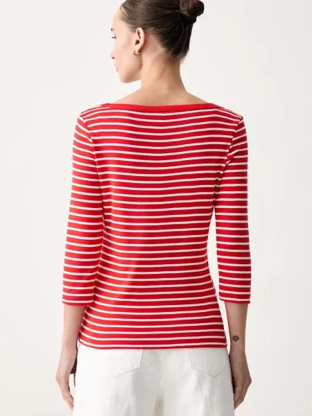 Tommy Hilfiger Bluzka Cody Boat-Nk Biały czerwona
