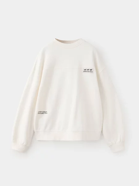 Bluza oversize z nadrukiem złamana biel Dzieci lata MANGO KIDS