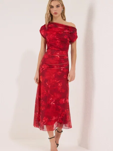 Trendyol Rochie de cocktail / deschis / roşu închis roșu