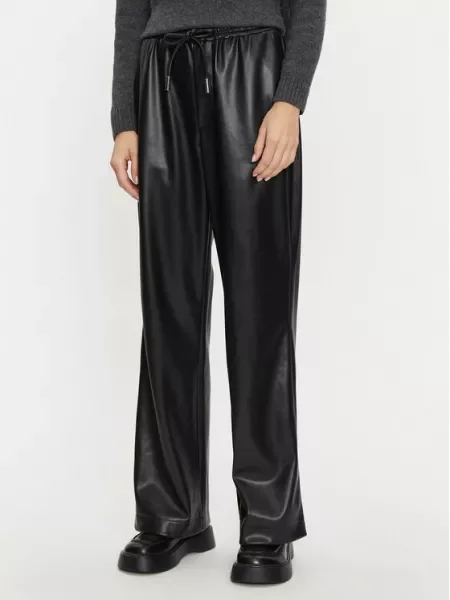 Silvian Heach Pantaloni din imitație de piele Wide Leg negru