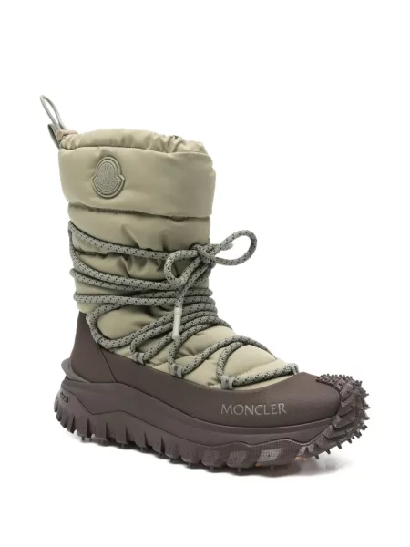 Botine Moncler cu șireturi din dantelă verde