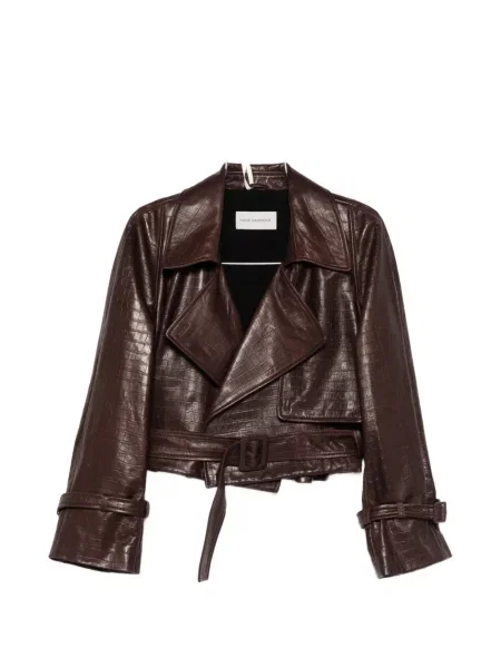 Kurtka skórzana Nour Hammour brązowa