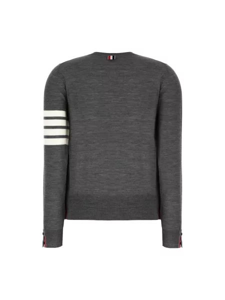 Sweter Thom Browne w paski z paskiem szary