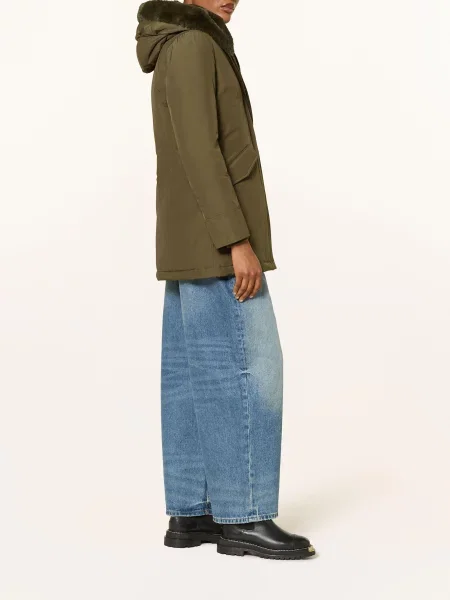 Woolrich Péřová Bunda Beaker S Umělou Kožešinou khaki