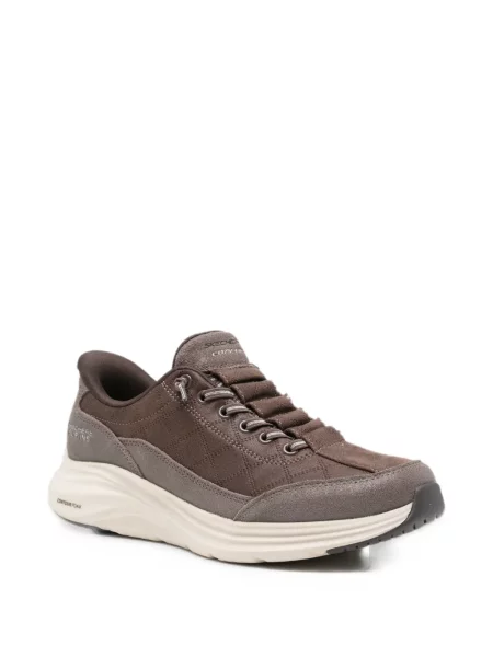Sneakersy Skechers skórzane pikowane brązowe