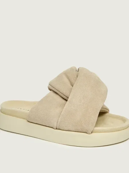 INUIKII Șlapi SOFT CROSSED | piele întoarsă bej