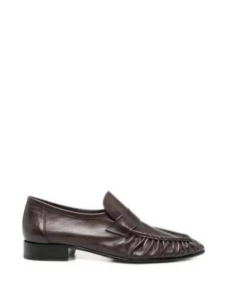 Pantofi loafer The Row din piele cu volane maro