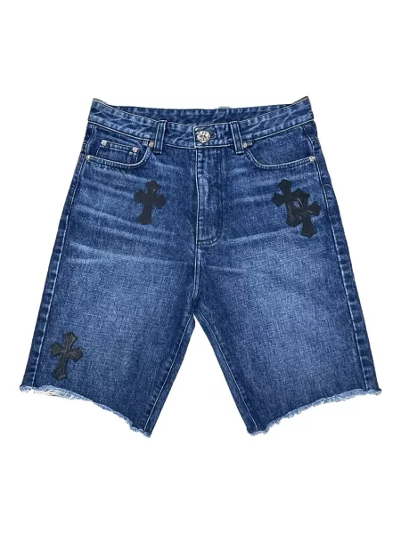 Džínové šortky Chrome Hearts se srdcovým vzorem modré