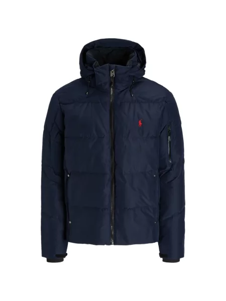 Tricou polo Polo Ralph Lauren cu glugă cu blană cu broderie roșu