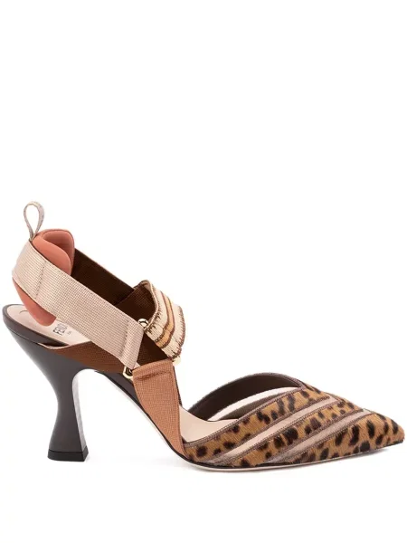 Pantofi cu toc Fendi cu imagine cu model leopard maro