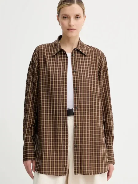 Marc O'Polo cămașă din cu guler clasic relaxed maro