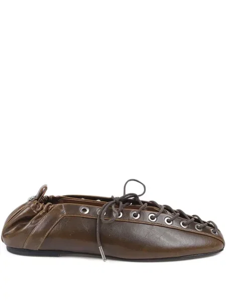 Balerini Ganni cu șireturi din dantelă verde