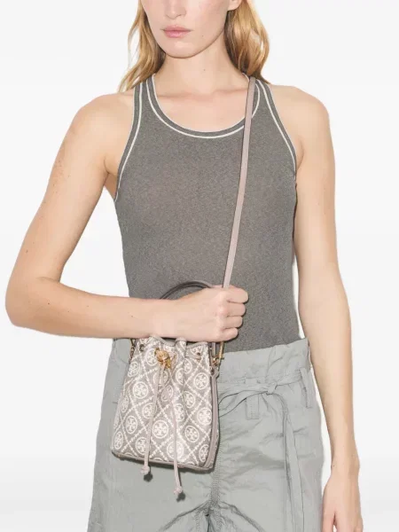 Geantă Tory Burch din jacard gri