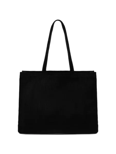 Geantă shopper A.p.c. de catifea cord cu imagine negru