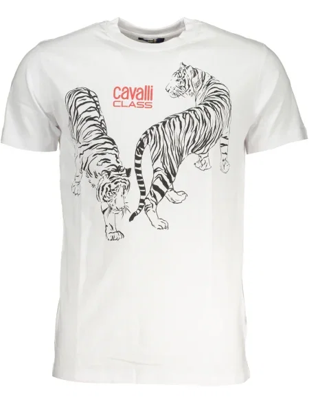 Tricou Cavalli Class scurt alb