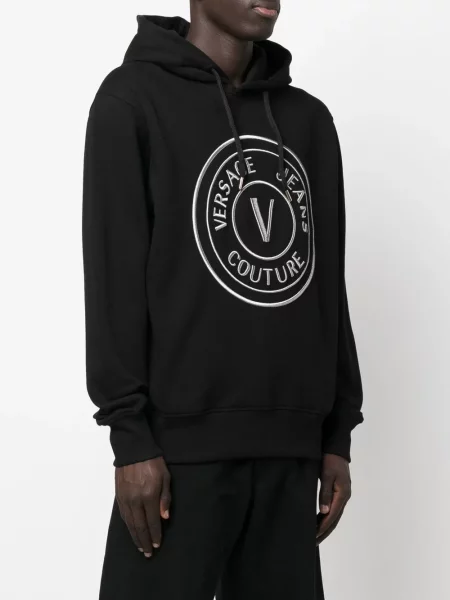 Hoodie Versace Jeans Couture με αυτόγραφο με κορδόνι μαύρο