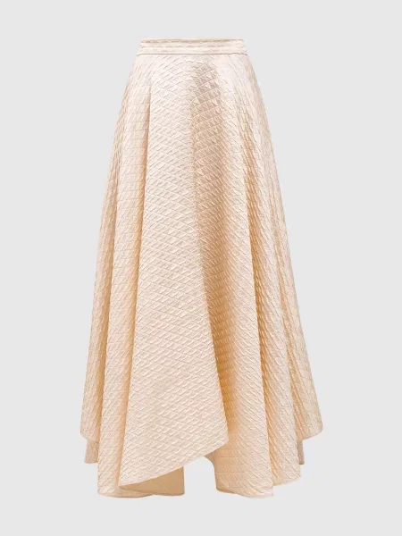 Стьобана спідниця міді Elise із шовку Loro Piana бежева
