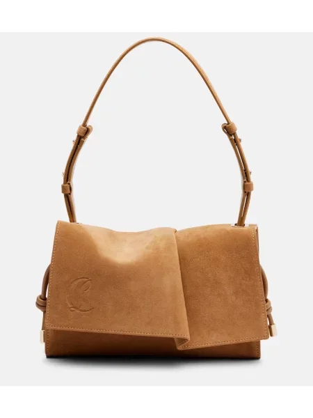 Geantă Christian Louboutin din piele de căprioară bej