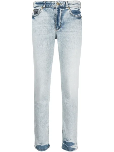 Blugi drepți Versace Jeans Couture cu talie joasă albastru