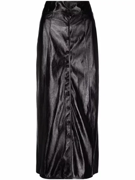 Fustă din piele Isabel Marant până la genunchi negru