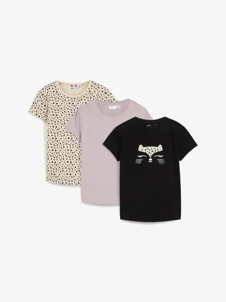 T-shirt z czystej bawełny organicznej 3 szt. fioletowa