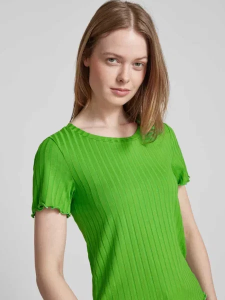T-shirt z prążkowanym okrągłym dekoltem Rich & Royal zielona