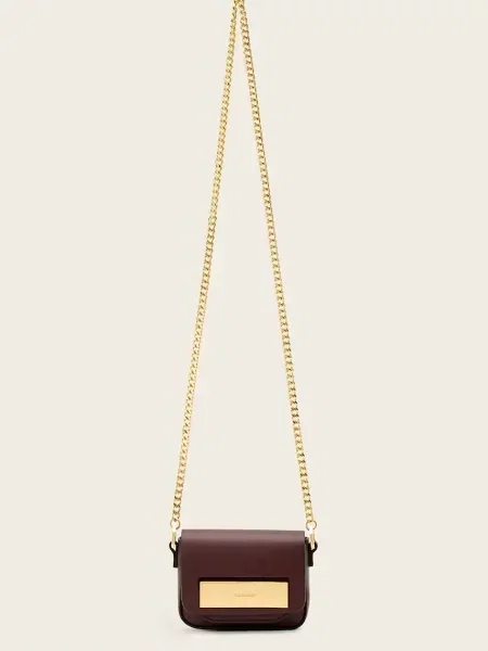 Кожена чанта AllSaints ETTA бордо