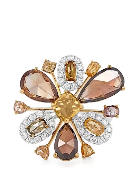 Диамант пръстен Hyt Jewelry на цветя кафяво